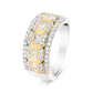 10K White and Yellow Gold 1.00 Cttw Baguette and Round cut Diamond Art Deco Multi-Row Ring Band (I-J Color, I1-I2 Clarity)-0