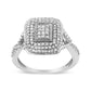 .925 Sterling Silver 1/2 Cttw Round-Cut Diamond Cluster Cushion Ring (I-J , I1-I2)-0