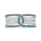 .925 Sterling Silver 1/2 Cttw White and Blue Color Treated Diamond Band Ring (H-I Color, I1-I2 Clarity)-0