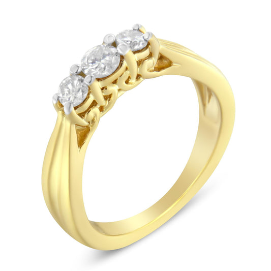 10K Yellow Gold Three-stone Diamond Ring (0.50 cttw, J-K Color, I2-I3 Clarity)-0