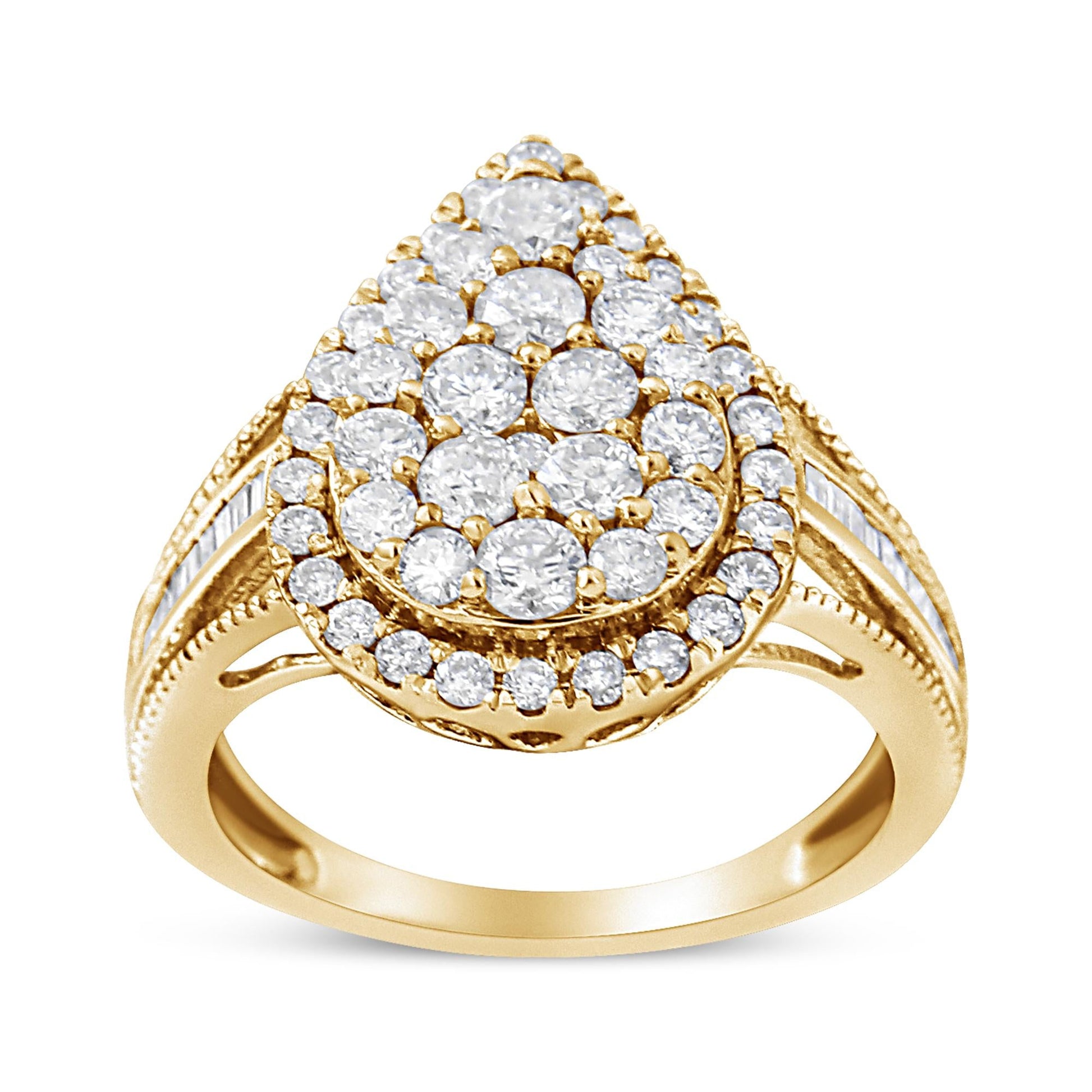 10K Yellow Gold Plated .925 Sterling Silver 1 1/2 Cttw Round-Cut Diamond Cocktail Ring (I-J Color, I1-I2 Clarity)-0