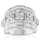 .925 Sterling Silver 2.0 Cttw Round & Baguette Cut Diamond Multi-Row Channel Set Tapered Cocktail Fashion Ring (I-J Color, I3 Clarity)-0