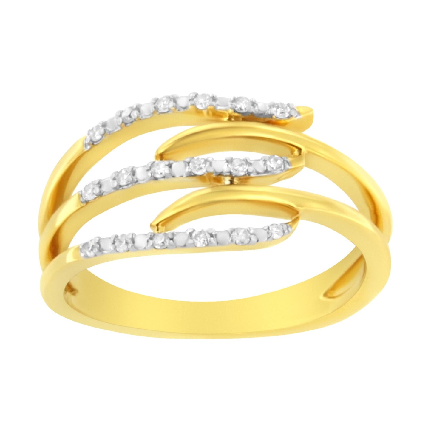 10K Yellow Gold Plated .925 Sterling Silver 1/10 Cttw Round-Cut Diamond Fashion Ring (I-J Color, I1-I2 Clarity)-0