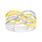 10K Yellow Gold Plated .925 Sterling Silver 1/10 Cttw Diamond Multi Row Crossover Ring Band (I-J Color, I1-I2 Clarity)-0