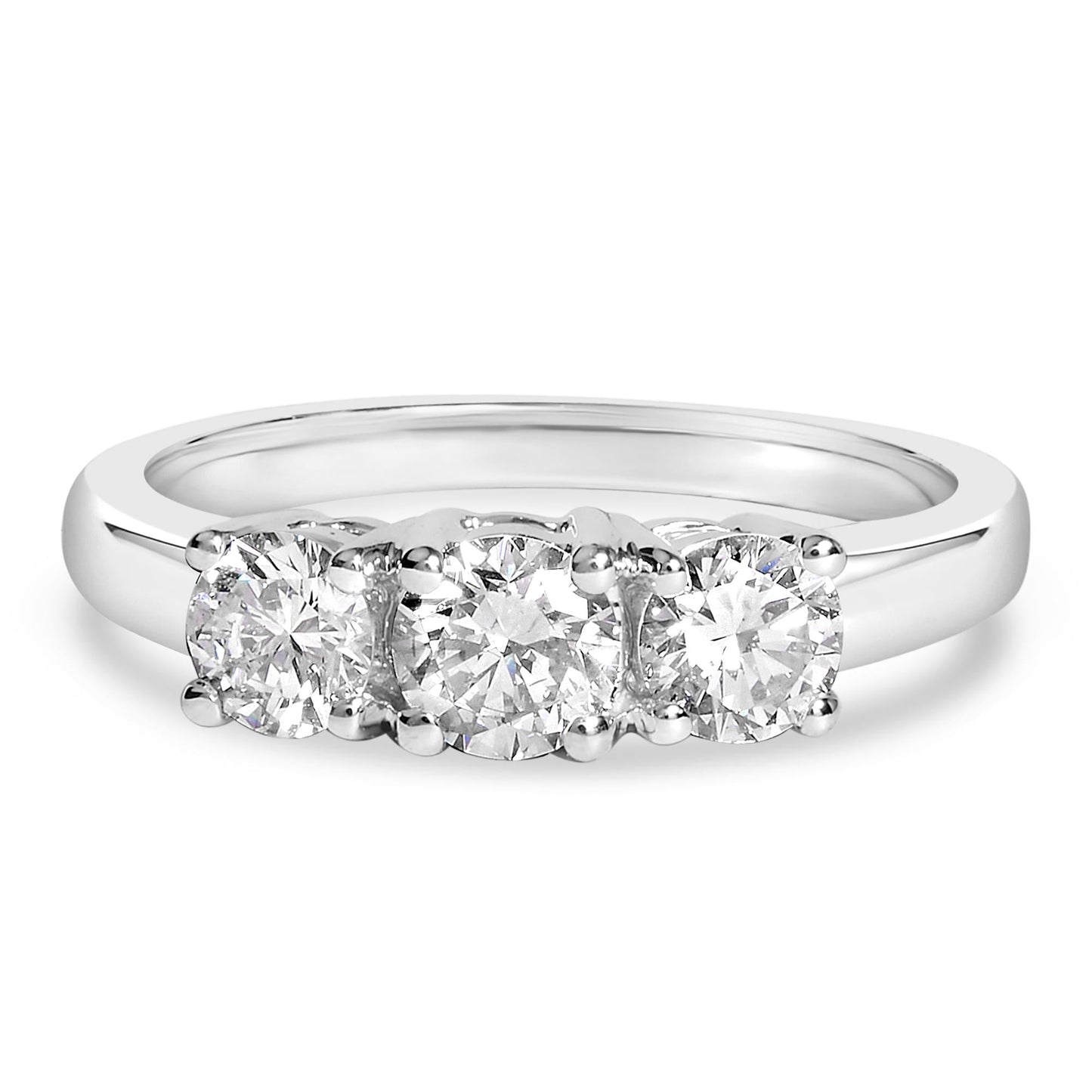 14K White Gold 1.0 Cttw Round Lab Grown Diamond 3 Stone Ring (F-G Color, VS1-VS2 Clarity)-0