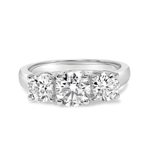 14K White Gold 2.00 Cttw Lab Grown Diamond 3 Stone Ring Band (F-G Color, VS1-VS2 Clarity)-0