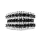 .925 Sterling Silver 1 3/4 Cttw Treated Black and White Alternating Diamond Multi Row Band Ring (Black / I-J Color, I2-I3 Clarity)-0