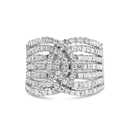 10K White Gold 1 3/4 Cttw Princess and Round Diamond Intertwining 7 Row Band Ring (H-I Color, SI1-SI2 Clarity)-0