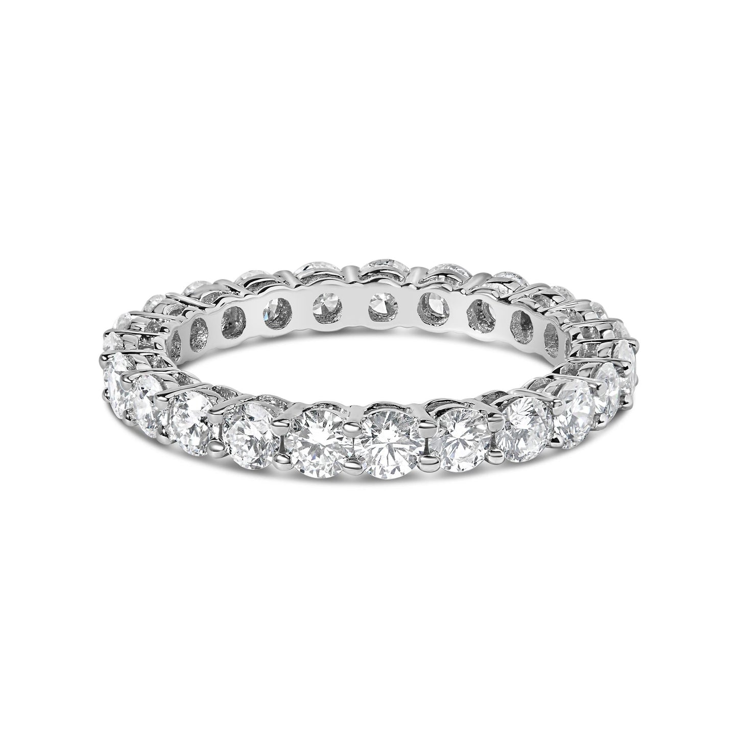 14K White Gold 2 1/4 Cttw Round Lab Grown Diamond Eternity Band Ring (F-G Color, VS1-VS2 Clarity)-0