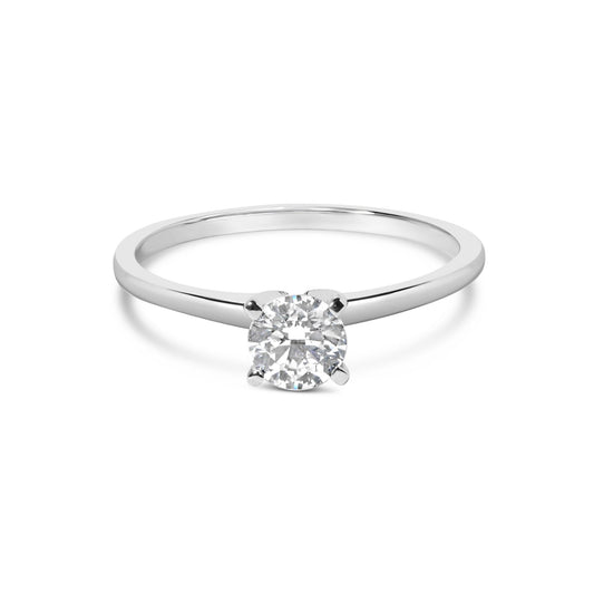 14K White Gold 1/2 Cttw Round Lab Grown Diamond 4 Prong Solitaire Engagement Ring (F-G Color, VS2-SI1 Clarity)-0