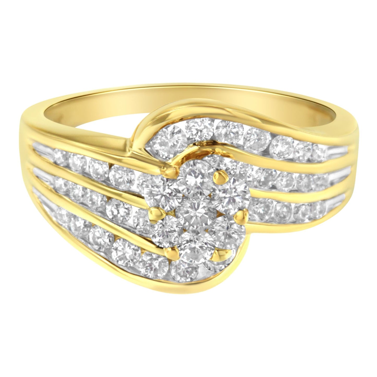 14K Yellow Gold Diamond Cocktail Bypass Ring (1 1/2 Cttw, H-I Color, SI2-I1 Clarity)-0