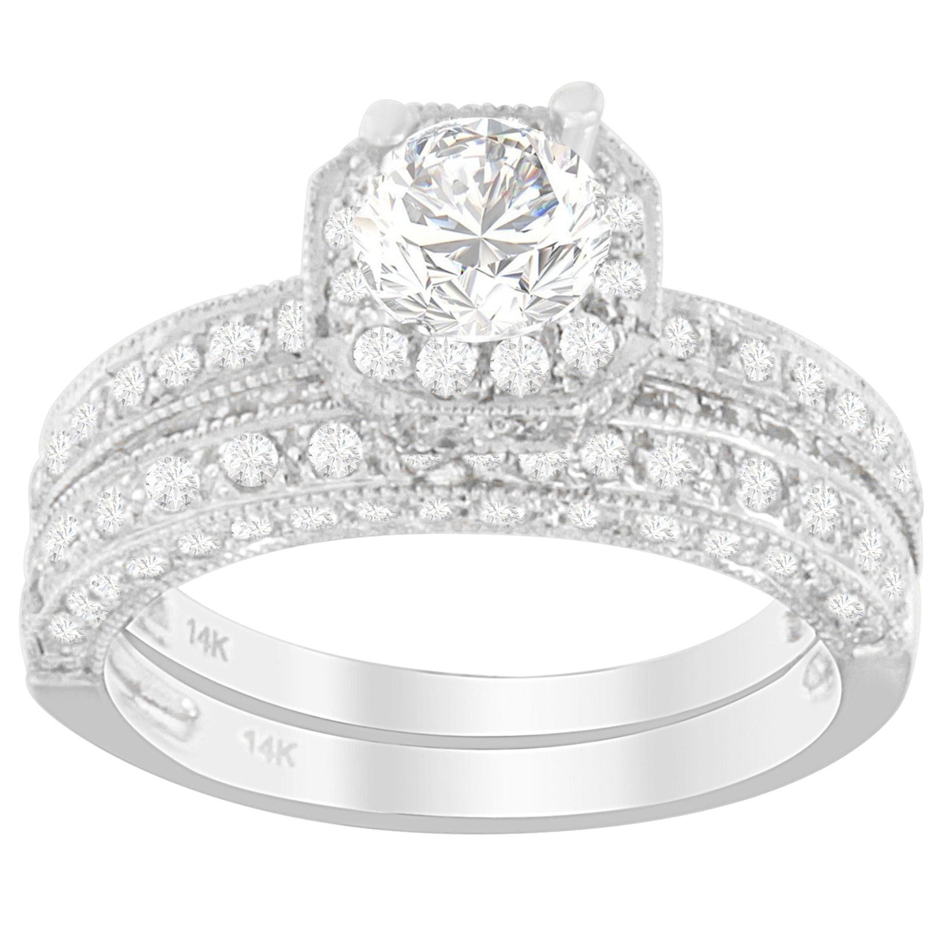 14K White Gold 1 ct. TDW Round Cut Diamond Ring (G-H, I1-I2)-0