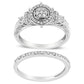 .925 Sterling Silver 1/3 Cttw Diamond 7 Stone Cluster and Halo Engagement Ring and Wedding Band Set (I-J Color, I1-I2 Clarity)-0