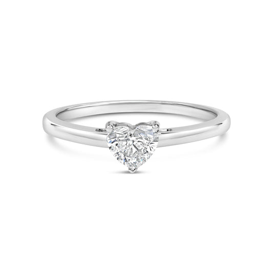 14K White Gold 1/2 Cttw Heart Cut Lab Grown Diamond Solitaire Engagement Ring (F-G Color, VS1-VS2 Clarity) - Size 7-0