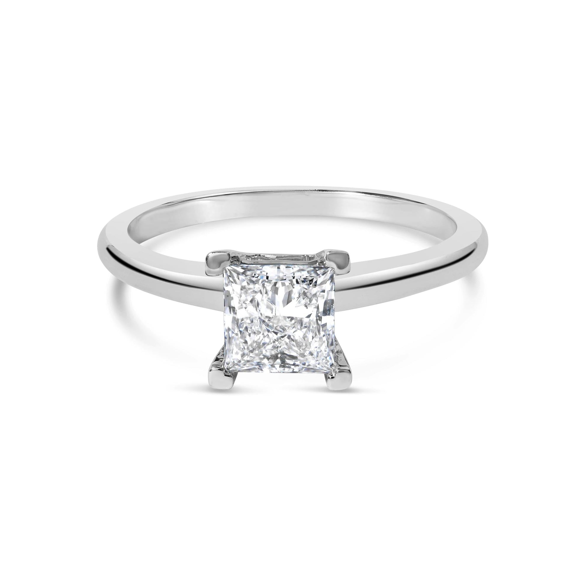 14K White Gold 1.0 Cttw Princess Lab-Grown Diamond Solitaire Engagement  Ring (F-G Color, VS1-VS2 Clarity)-0