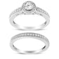 .925 Sterling Silver 1/2 Ctw Diamond Halo and Milgrain Engagement Ring Bridal Set (I-J Color, I3 Clarity)-0