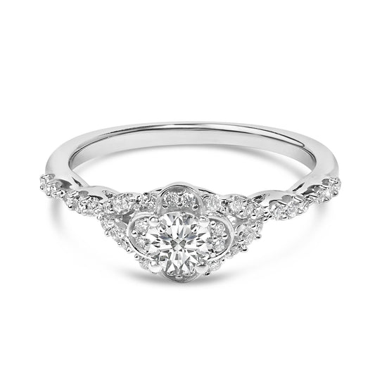 14K White Gold 1/2 Cttw Lab Grown Diamond Vintage Style Engagement Ring (F-G Color, VS1-VS2 Clarity)-0