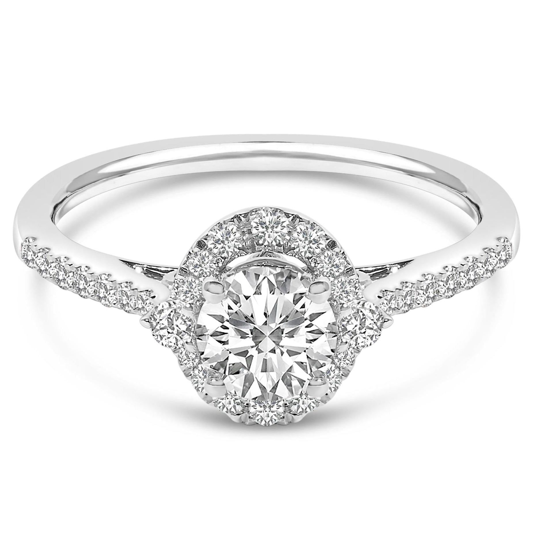 14K White Gold 1.00 Cttw Lab-Grown Diamond Oval Shaped Halo Engagement Ring (F-G Color, VS1-VS2 Clarity)-0