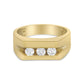 Men's 14K Yellow Gold 1/2 Cttw Channel Set Diamond 3 Stone Band Ring (H-I Color, I1 Clarity)