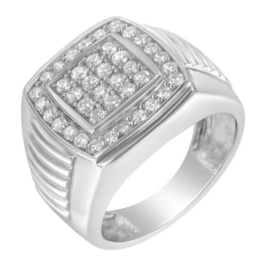 14K White Gold Men's Diamond Squared Band Ring (1 cttw, H-I Color, SI2-I1 Clarity)