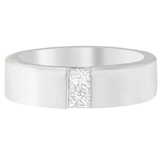 Men's 14K White Gold 1/4 ct.TDW Diamond Channel Band Ring (G-H, VS1-VS2)