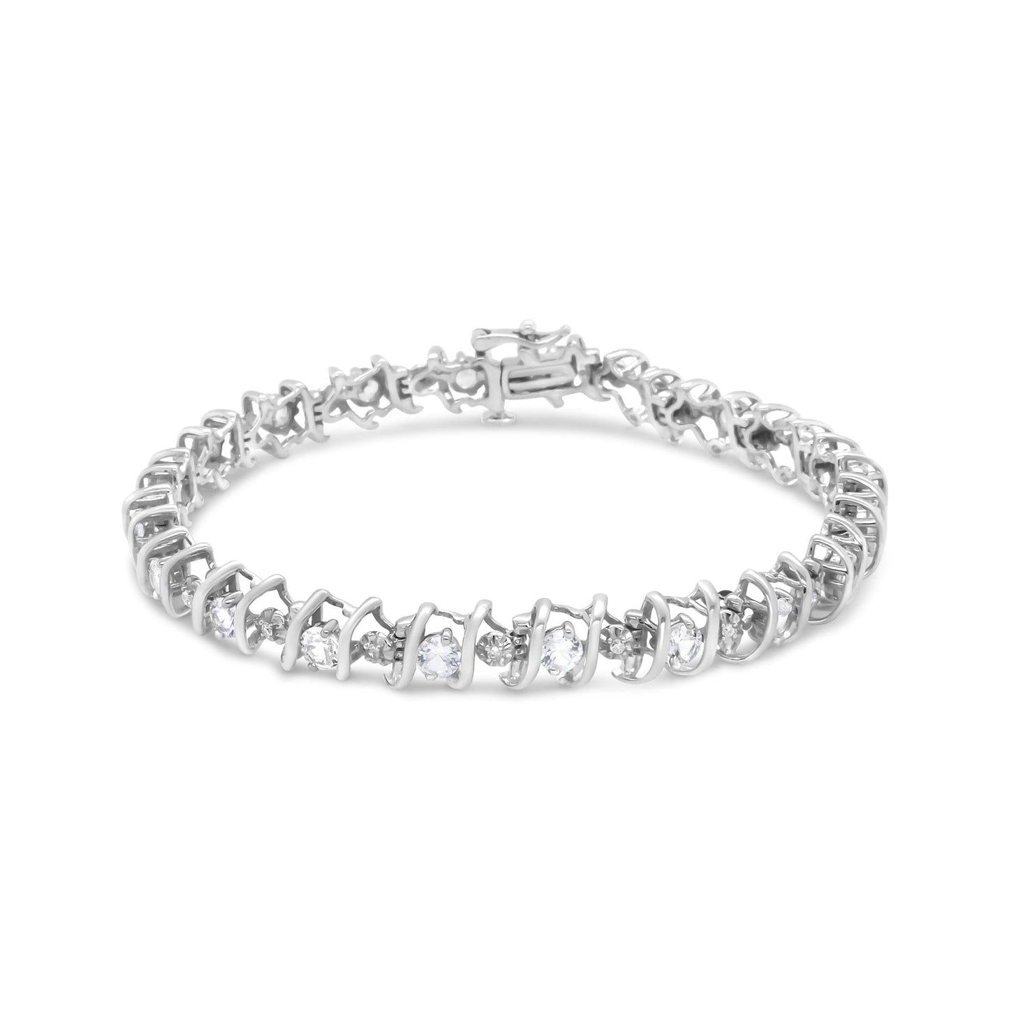 .925 Sterling Silver Lab-Grown Birthstone and 1/6 Cttw Round Diamond Tennis Bracelet (H-I Color, I1-I2 Clarity)-0