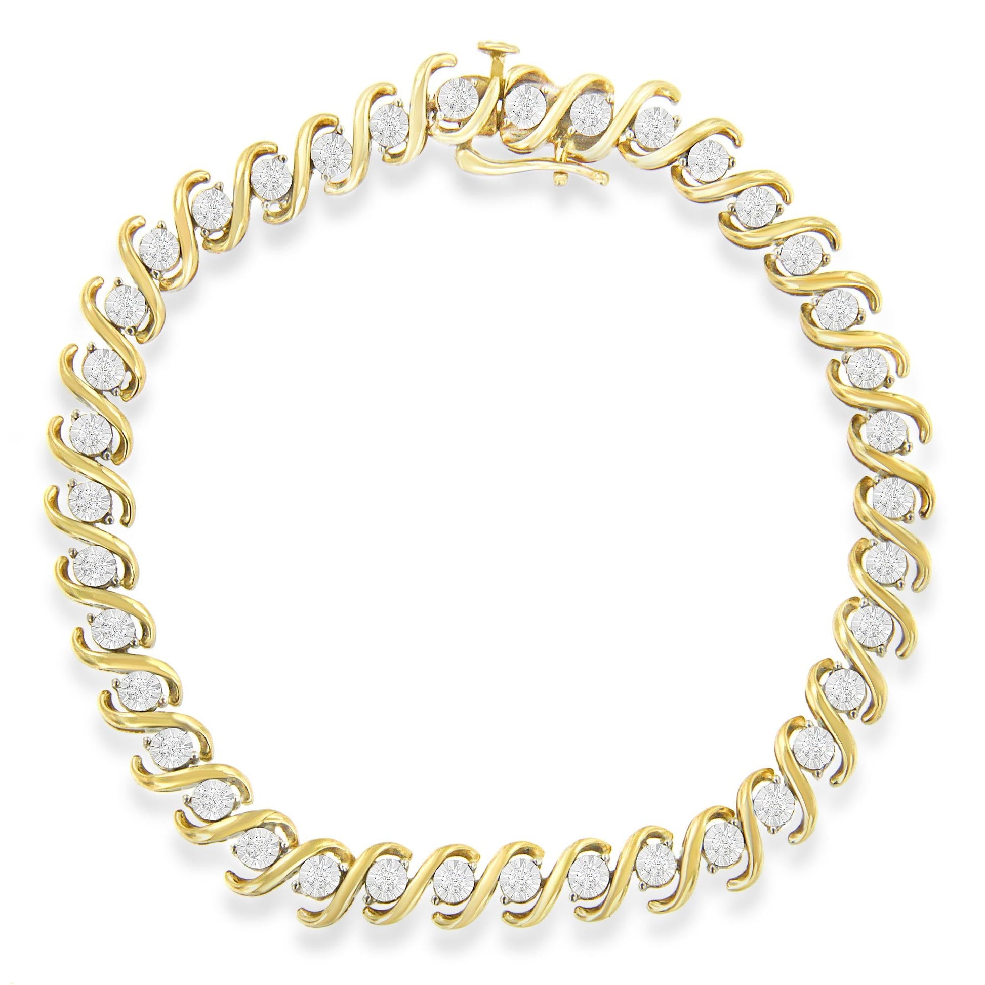 Yellow Plated Sterling Silver Round-Cut Diamond Bracelet (0.5 cttw, H-I Color, I2-I3 Clarity)-0