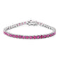 .925 Sterling Silver 11 1/2 Cttw Created Pink Ruby Tennis Bracelet - 7.25"