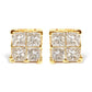 14K Yellow Gold 3/4 Cttw Invisible Set Princess-Cut Diamond 4 Stone Square Stud Earrings (J-K Color, SI2-I1 Clarity)