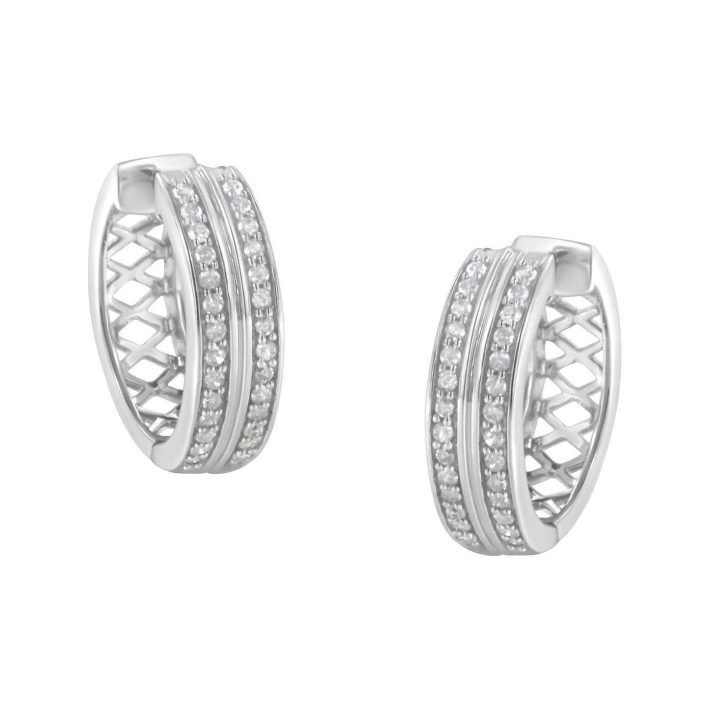 10K White Gold Diamond Hoop Earring (1/2 cttw, I-J Color, I2-I3 Clarity)-0