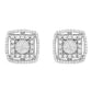 .925 Sterling Silver 1.0 Cttw Round Diamond Double Halo and Disc Stud Earring (I-J Color, I2-I3 Clarity)