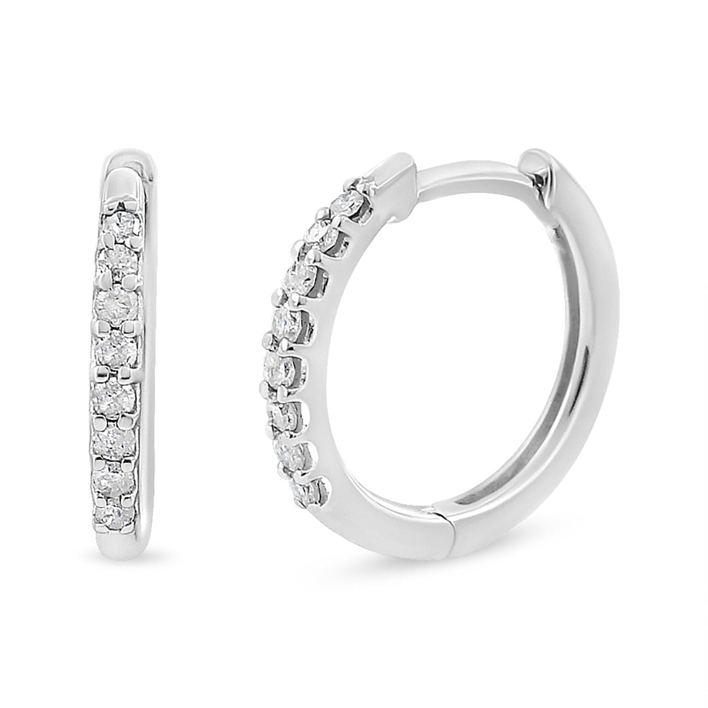 10K White Gold 1/5 Cttw Round-Cut Diamond Modern Hoop Earrings (I-J Color, I3 Clarity)-0