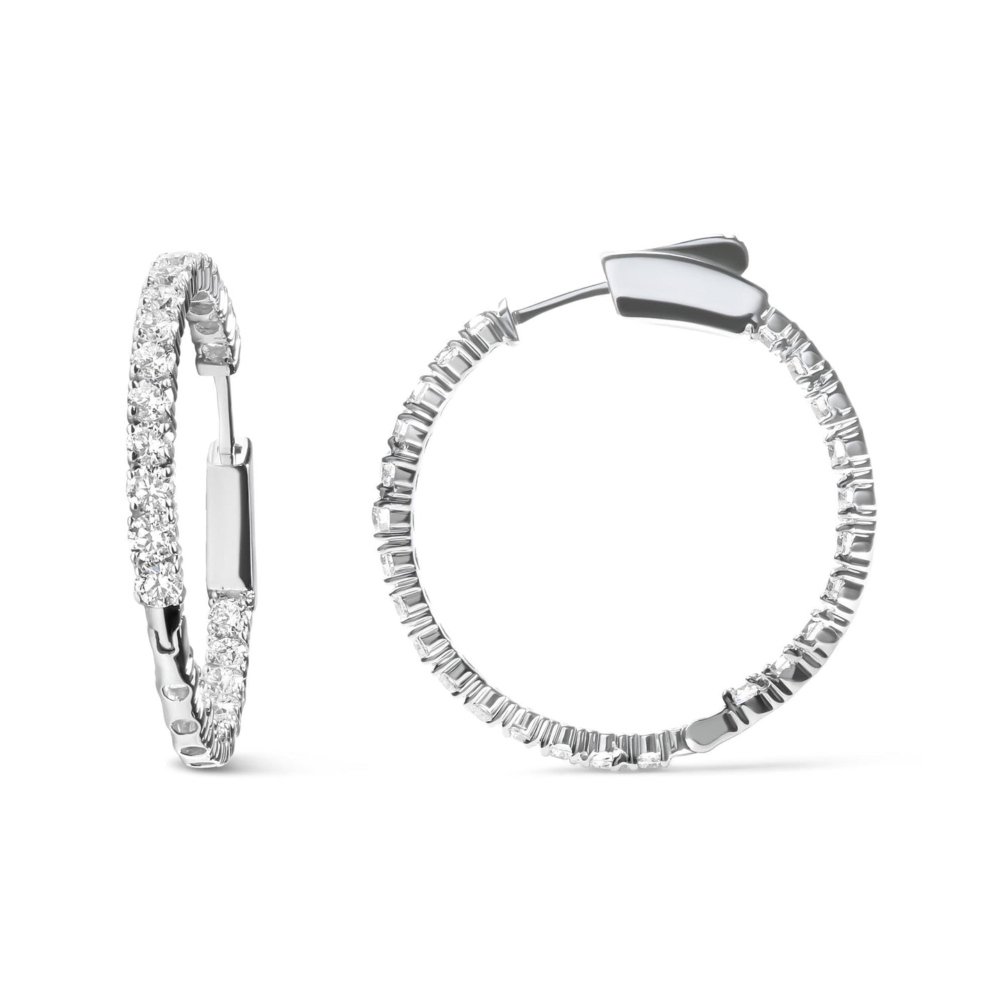 14K White Gold 1.0 Carat Inside Out Lab-grown diamond Fashion Hoop Earrings (F-G Color, VS1-VS2 Clarity)-0