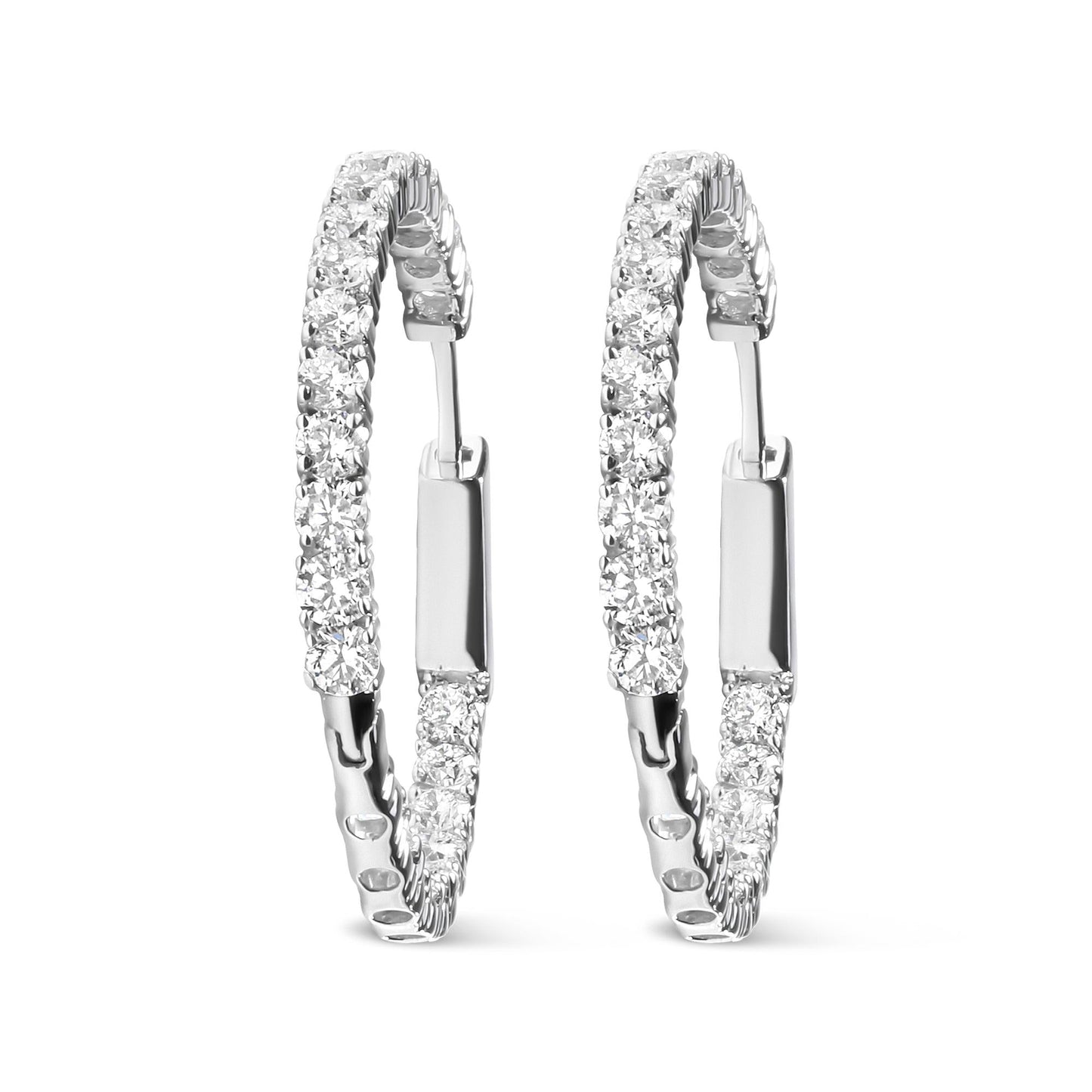 14K White Gold 3.00 Cttw Lab Grown Diamond Inside Out Hoop Earrings (F-G Color, VS1-VS2 Clarity)-0