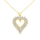 14K Yellow Gold .925 Sterling Silver 4 cttw Round-cut Diamond Cluster Heart Pendant Necklace (K-L Color, I1-I2 Clarity)