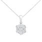 .925 Sterling Silver 1 cttw Diamond 7 Stone Flower Cluster 18" Pendant Necklace (I-J Clarity, I1-I2 Color) - 18"