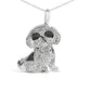 .925 Sterling Silver 1 1/4 Cttw Diamond Shih Tzu Dog Pendant Necklace 18 inch (Black and I-J Color, I2-I3 Clarity)