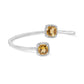 .925 Sterling Silver 8mm Cushion Cut Yellow Citrine Gemstone and Diamond Accent Split Bypass Bangle Bracelet (H-I Color, SI1-SI2 Clarity)  - Fits up to 7.75" Inches-0