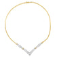 14K Yellow and White Gold 2.00 Cttw Round and Princess-Cut Diamond 'V' Shape Statement Necklace (H-I Color, SI2-I1 Clarity) - 18"