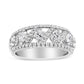 14K White Gold 1 1/4 Cttw Oval and Round Diamond Openwork Anniversary Ring ( H-I Color, I1-I2 Clarity)