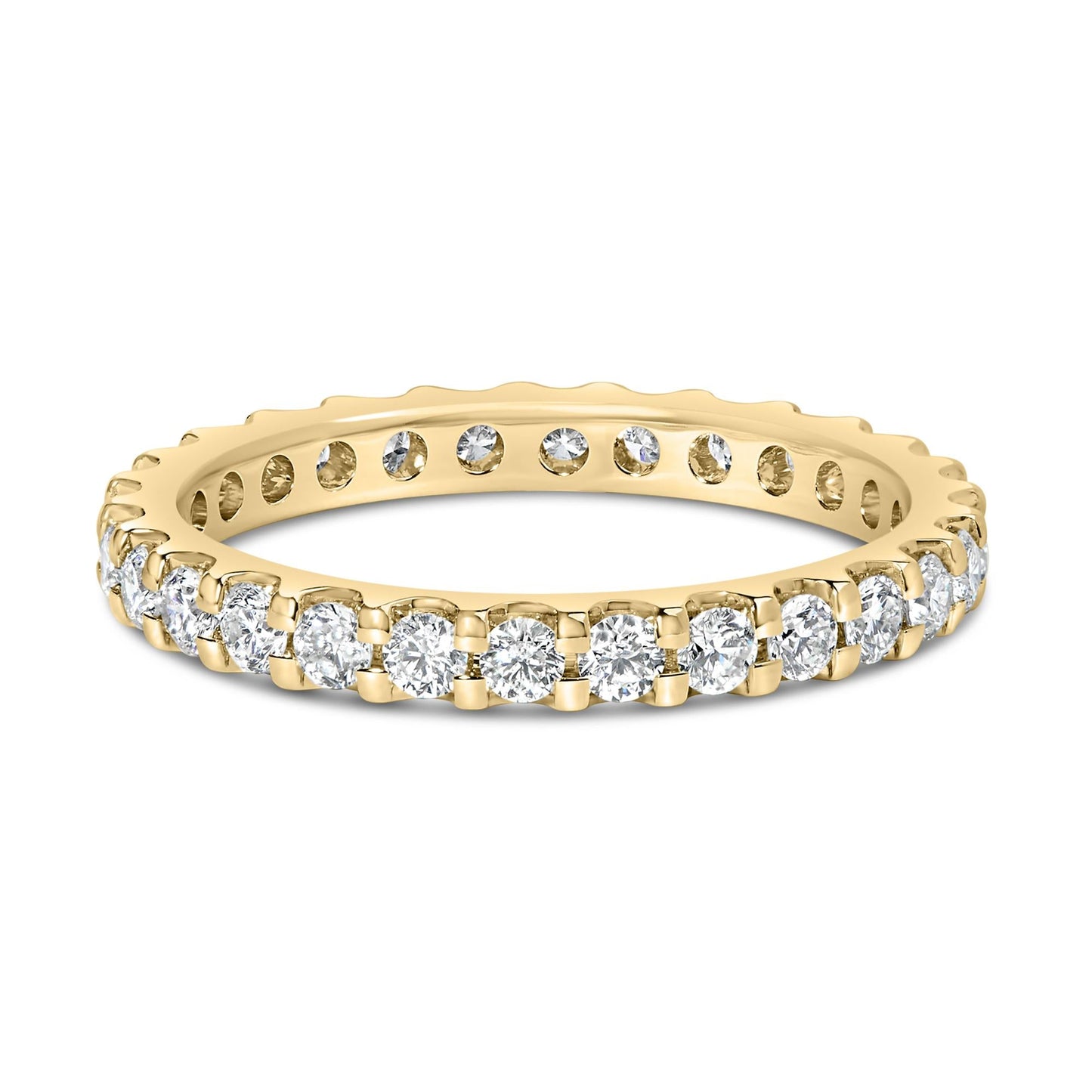 14K Yellow Gold Shared Prong Set Round Diamond Eternity Band Ring (G-H Color, SI1-SI2 Clarity)