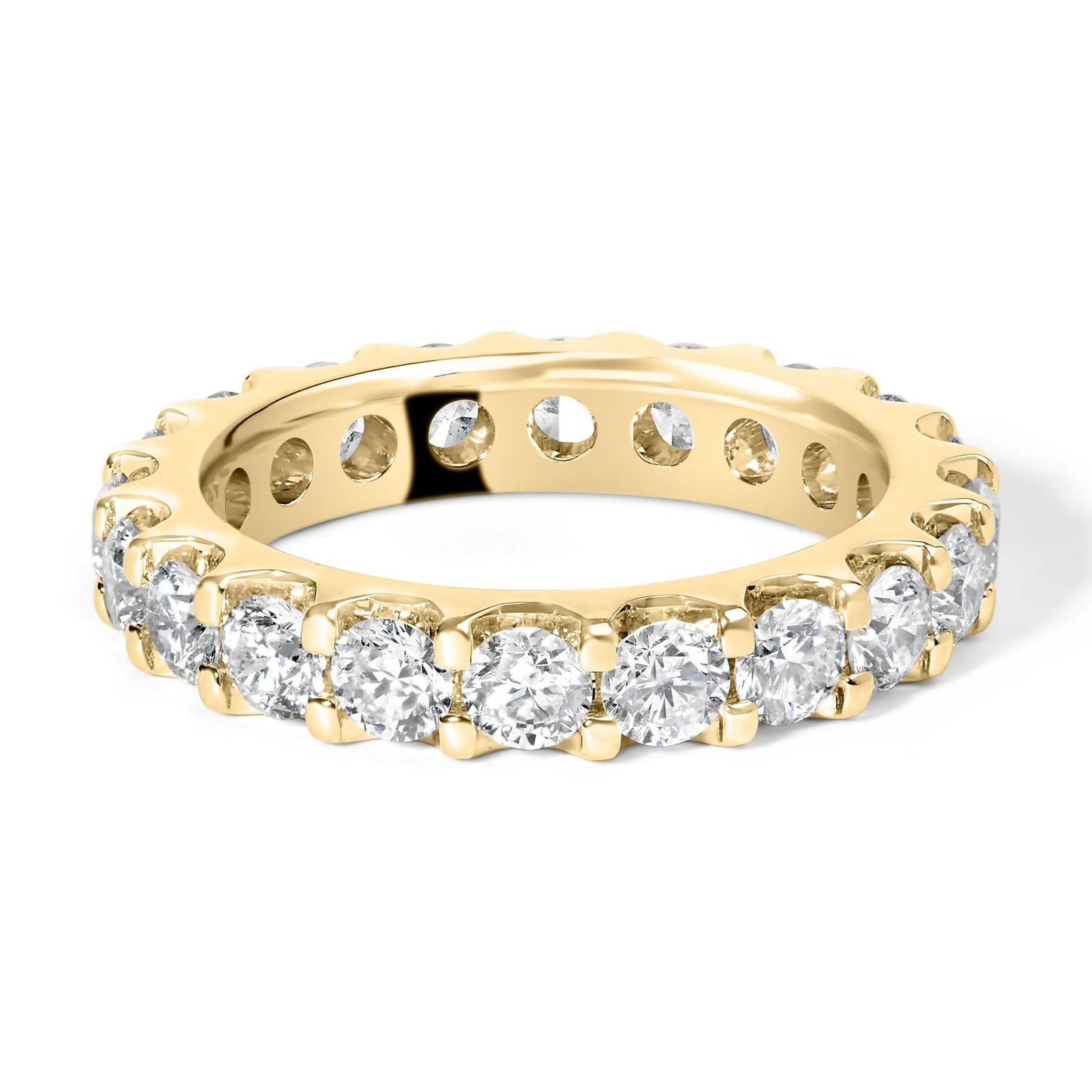 14K Yellow Gold Shared Prong Set Round Diamond Eternity Band Ring (G-H Color, SI1-SI2 Clarity)