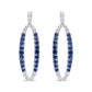 18K White Gold 1.11 Cttw Blue Round Diamond and Blue Sapphire Openwork Oval Shaped Dangle Earrings (F-G Color, VS1-VS2 Clarity)