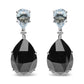 18K White Gold 1/5 Cttw Diamond with Pear Cut Sky Blue Topaz and Pear-Cut Black Onyx Gemstone Dangle Earring (G-H Color, SI1-SI2 Clarity)