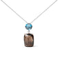 18K Rose and White Gold Diamond Accent and London Blue Topaz and Cushion Cut Smoky Quartz Gemstone Dangle Drop 18" Pendant Necklace (G-H Color, SI1-SI2 Clarity)-0