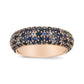 18K Rose Gold Multi Row Blue Sapphire Domed Top Band Ring