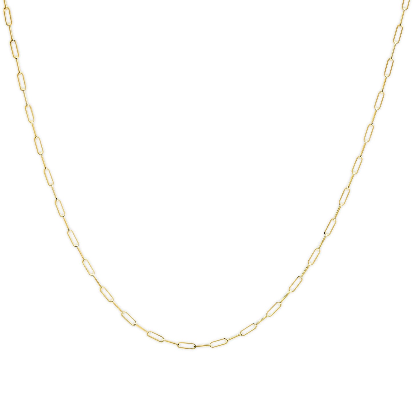 Unisex Solid 14K Gold 2.5mm Paperclip Chain Necklace