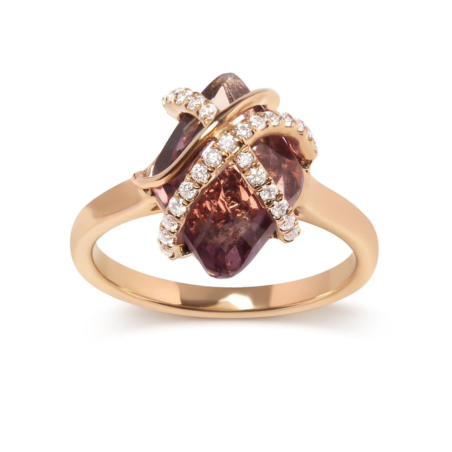 14K Rose Gold 1/5 Cttw Diamond Wrapped 15x15 MM Purple Amethyst Cocktail Ring (G-H Color, SI1-SI2 Clarity)-0