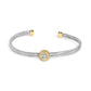 18K Yellow Gold Plated .925 Sterling Silver Diamond Accent  and Fleur Di Lis Medallion Bangle Bracelet (I-J Color, SI1-SI2 Clarity) - 7.25 Inches-0