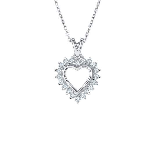 Moissanite Diamond 925 Sterling Silver Heart Pendant Necklace